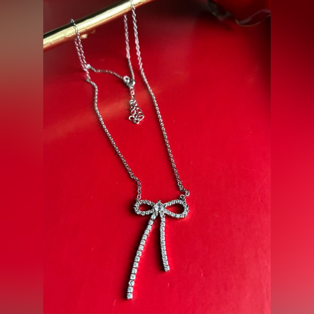 Silver Bow Necklace - Picture 6 of 9